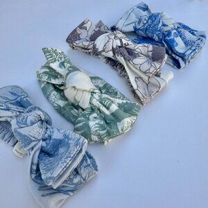 Kate Quinn Head Bow Set | Botanical Toile, 4-Pack | Blue, Sage & Plum | 0–6M (S)